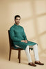 Veshbhoshaa Men's Dark Green Printed Kurta Pajama Set