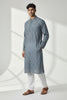 Men's Navy Blue Printed Kurta Pajama Set