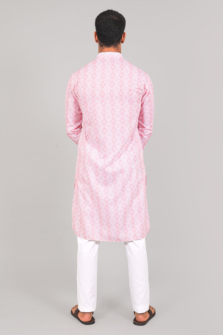 "Bluesaanchi: Effortlessly Stylish - Textured Light Pink Kurta Set for Men"