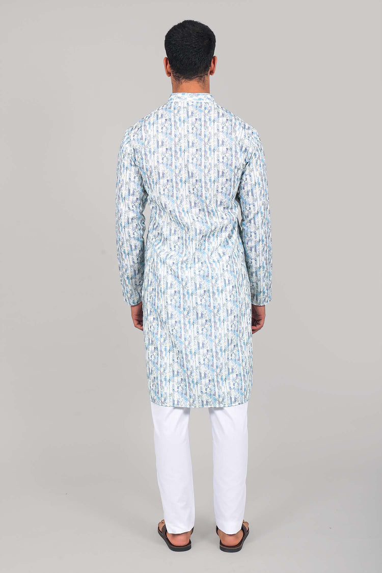 "Bluesaanchi: Effortlessly Stylish - Textured Multicolour Kurta Set for Men"