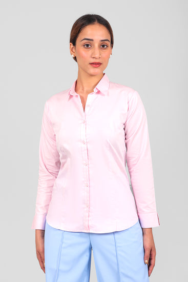 BLUEBIRD WOMEN'S BABY PINK SATIN SHIRT