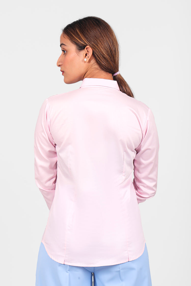 BLUEBIRD WOMEN'S BABY PINK SATIN SHIRT