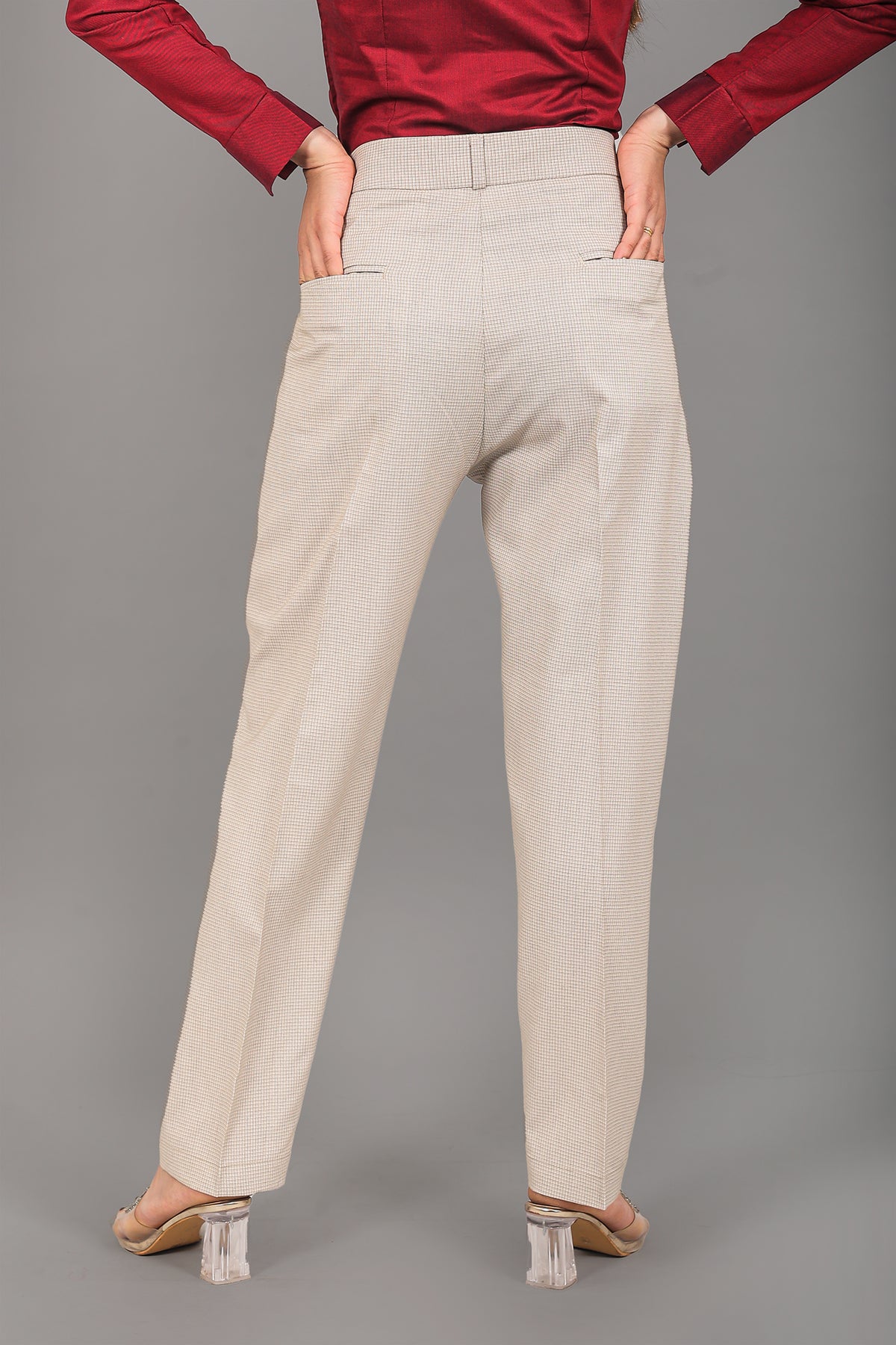BLUEBIRD WOMEN'S BROWN CHECKS TROUSER