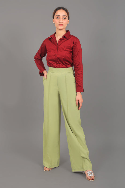 BLUEBIRD WOMEN'S LIGHT GREEN BELL BOTTOM TROUSER