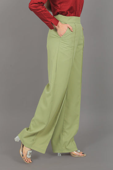 BLUEBIRD WOMEN'S LIGHT GREEN BELL BOTTOM TROUSER