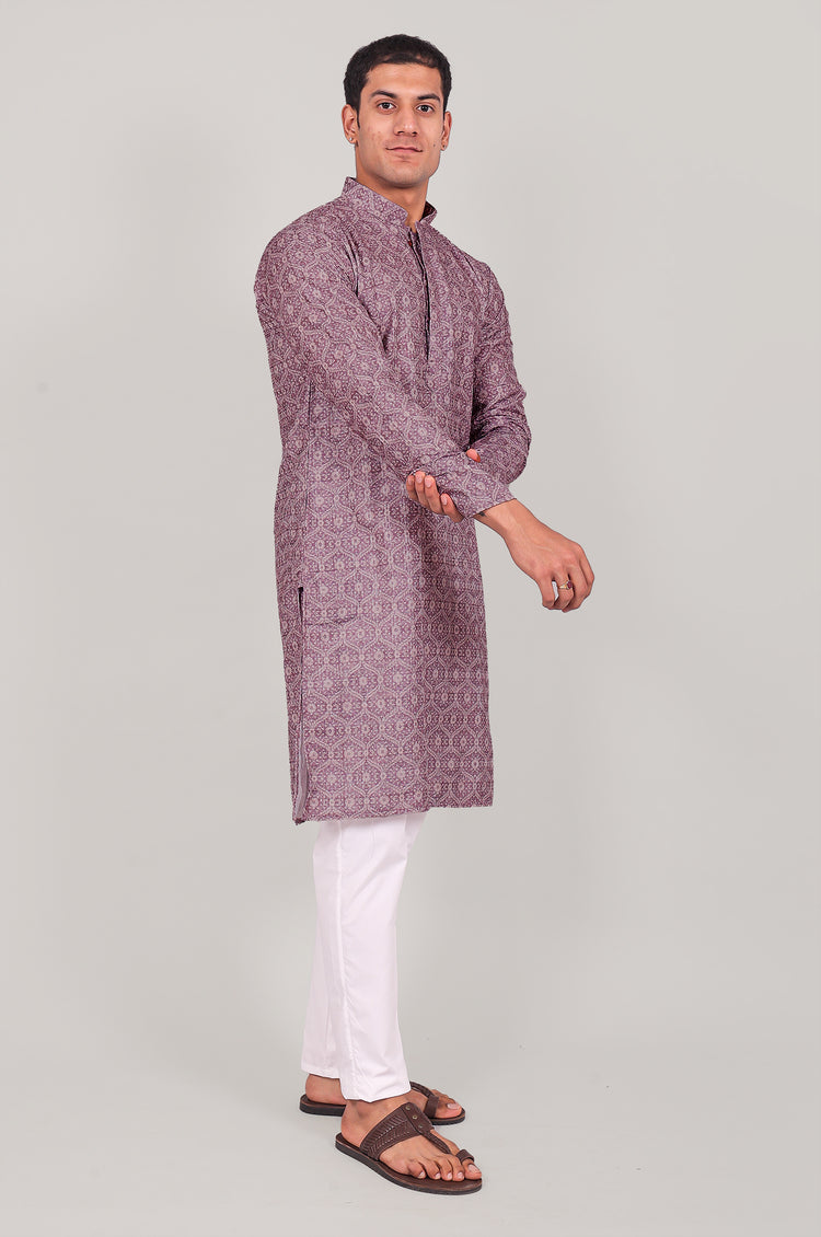 "Bluesaanchi: Elegantly Casual purple Kurta set"