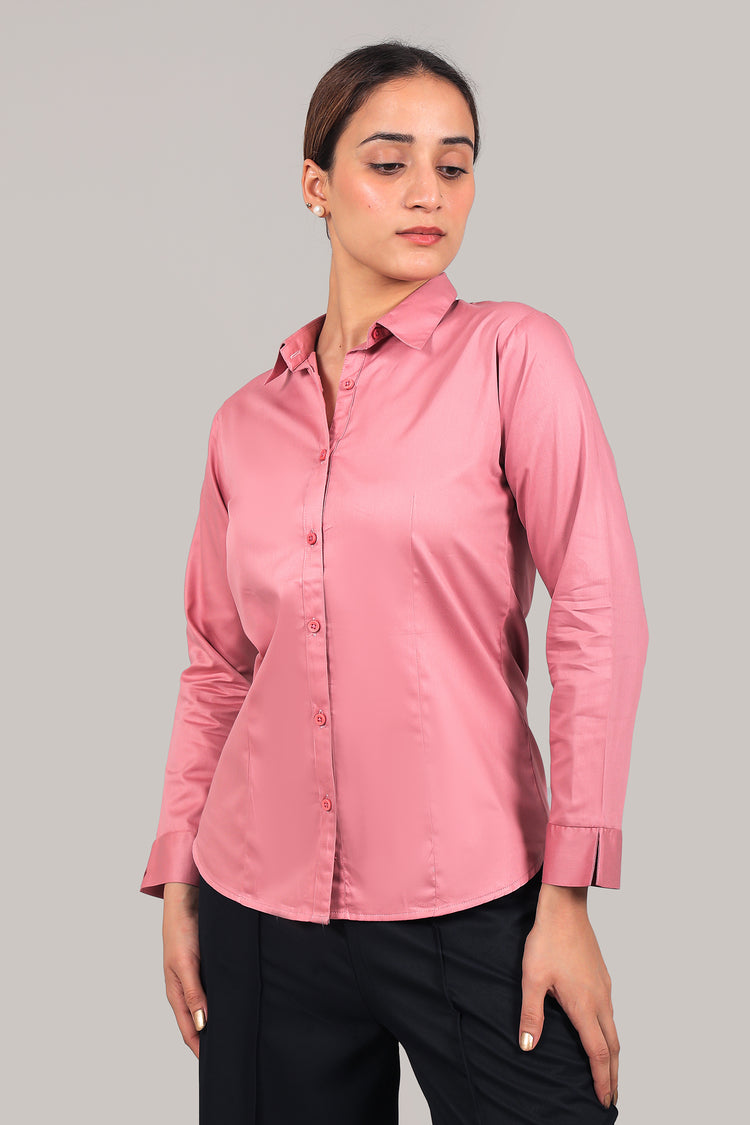 BLUEBIRD WOMEN'S PINK SATIN SHIRT