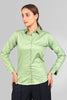 BLUEBIRD WOMEN'S LIGHT GREEN SATIN SHIRT