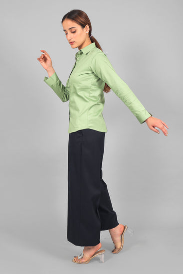 BLUEBIRD WOMEN'S LIGHT GREEN SATIN SHIRT