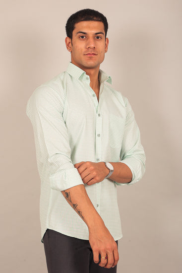 BLUEBIRD MEN'S LIGHT GREEN CHECK SHIRT