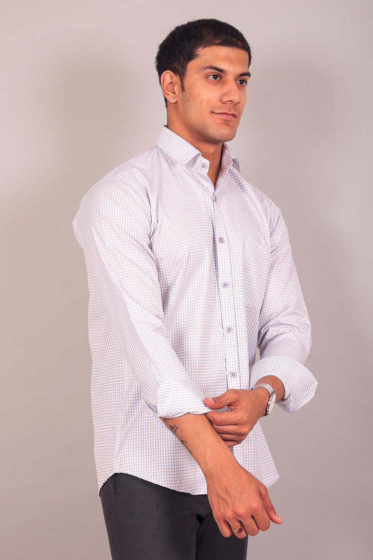 BLUEBIRD MEN'S LIGHT SLATE GREY CHECK SHIRT