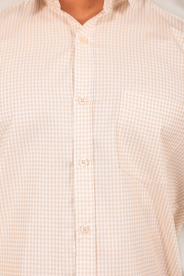 BLUEBIRD MEN'S LIGHT BROWN CHECK SHIRT