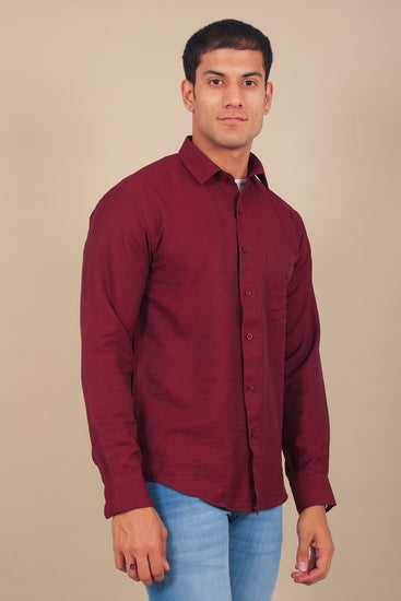 BLUEBIRD MEN'S MAROON KNITTED PLAIN SHIRT