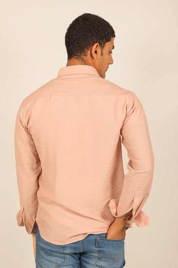 BLUEBIRD MEN'S BABY PINK KNITTED PLAIN SHIRT