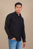 BLUEBIRD MEN'S BLACK KNITTED PLAIN SHIRT