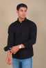 BLUEBIRD MEN'S BLACK KNITTED PLAIN SHIRT