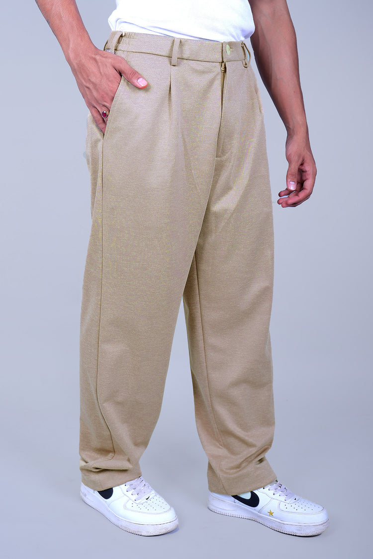 Bluebird Korean Pleated Pant Beige Color