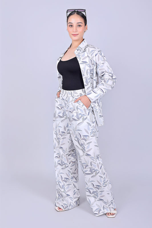 Bluebird Women's Printed Co-ord Set White Leaf