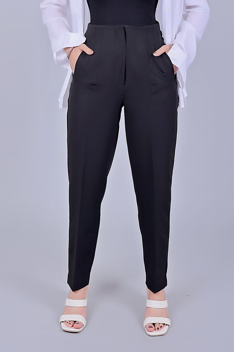 Bluebird Women's High-Waist Black Trouser