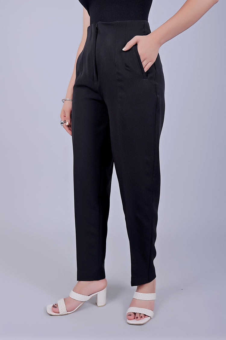 Bluebird Women's High-Waist Black Trouser