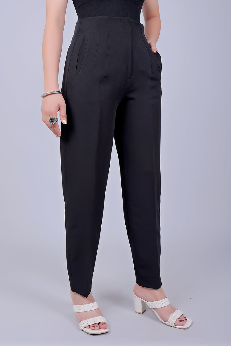 Bluebird Women's High-Waist Black Trouser