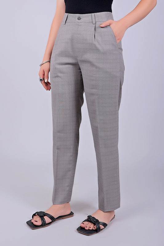 Bluebird Women's Grey Glen Plaid Check Formal Trouser Comfort Fit