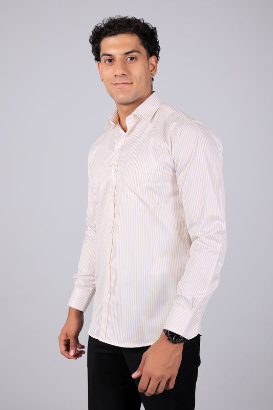 BLUEBIRD MEN'S LIGHT BROWN STRIPE SHIRT