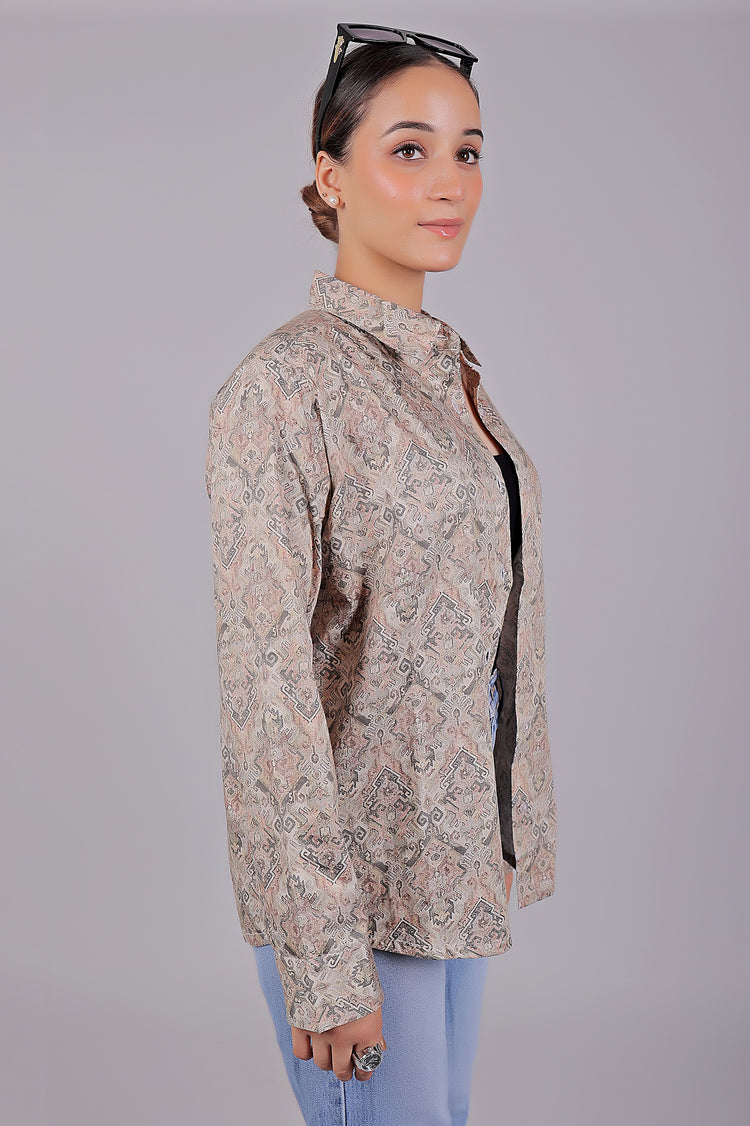 Bluebird Women's Brown Printed Satin Shirt