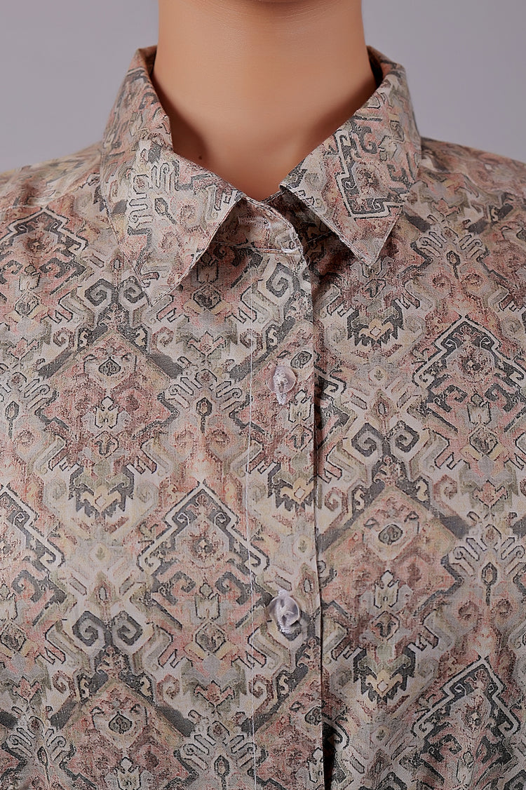 Bluebird Women's Brown Printed Satin Shirt