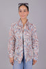 Bluebird Women's White Peach Printed Satin Shirt