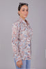 Bluebird Women's White Peach Printed Satin Shirt