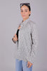 Bluebird Women's White Grey Print Satin Shirt