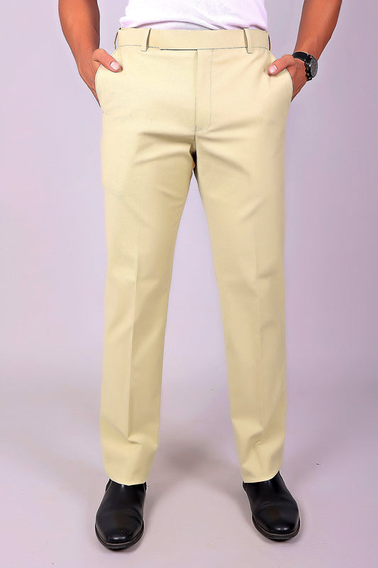 Bluebird Men's Cream Stretch Band Trousers