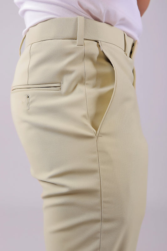 Bluebird Men's Cream Stretch Band Trousers