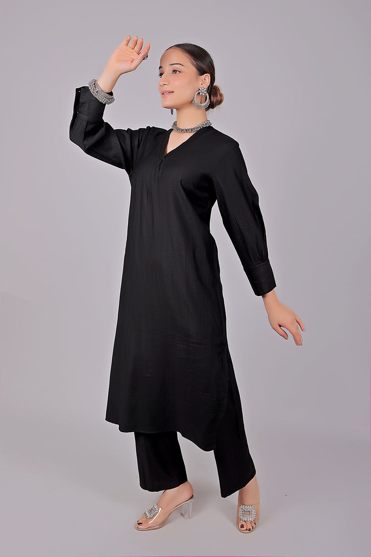 Bluesaanchi Women's Black Kurti With Trouser Pajama Set