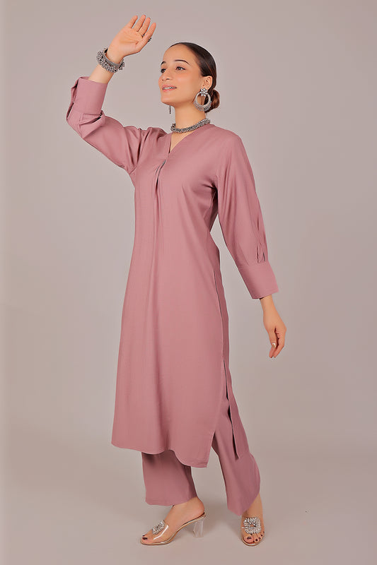 Bluesaanchi Women's Rosewater Kurti With Trouser Pajama Set