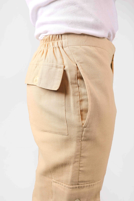 Bluebird Men's Slim Fit Cotton Cargo Pant Beige