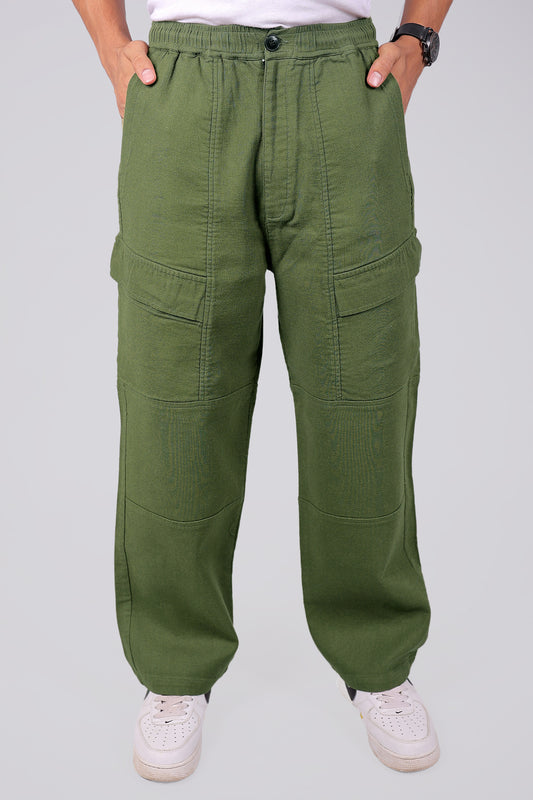 Bluebird Men's Cotton Cargo Pant Loose Fit Green