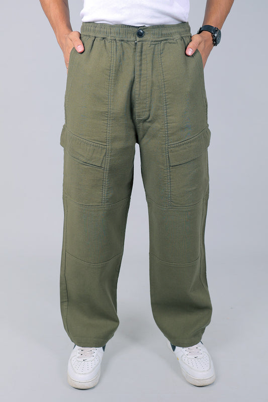 Bluebird Men's Slim Fit Cotton Cargo Pant Army Green