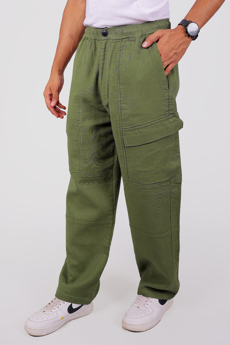 Bluebird Men's Cotton Cargo Pant Loose Fit Green