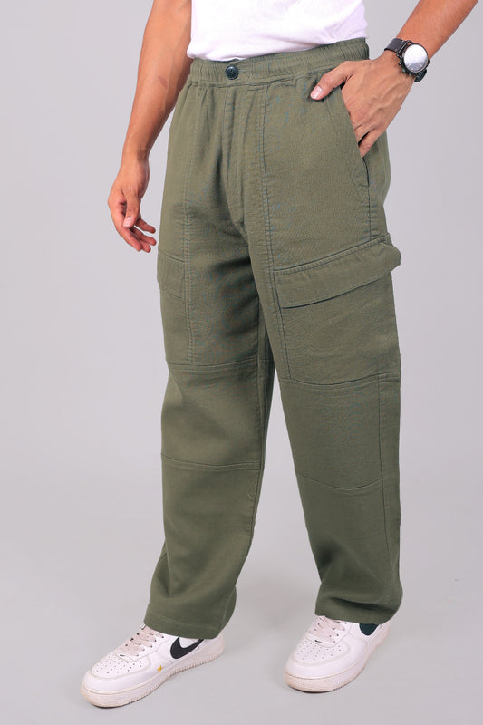 Bluebird Men's Slim Fit Cotton Cargo Pant Army Green