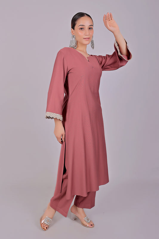 Bluesaanchi Women's Mauve Kurti Pajama Set