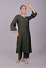 Bluesaanchi Women's Dark Green Kurti Pajama Set