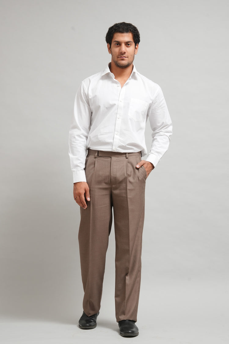 Premium Classic Taupe Pleated Trouser