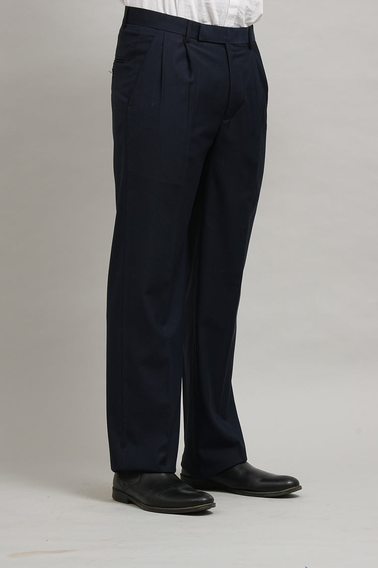 Midnight Blue Classic Pleated Trouser