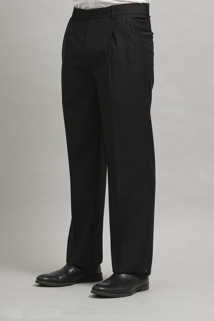 Onyx Black Classic Pleated Formal Trouser