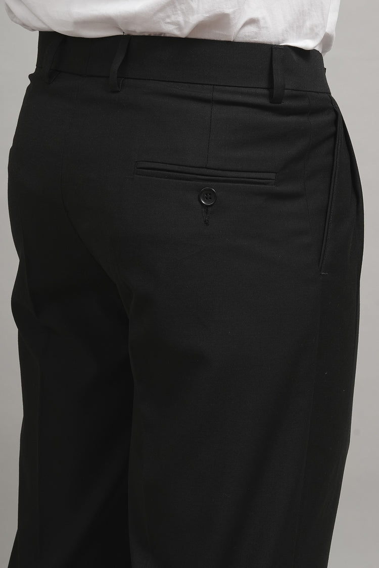 Onyx Black Classic Pleated Formal Trouser