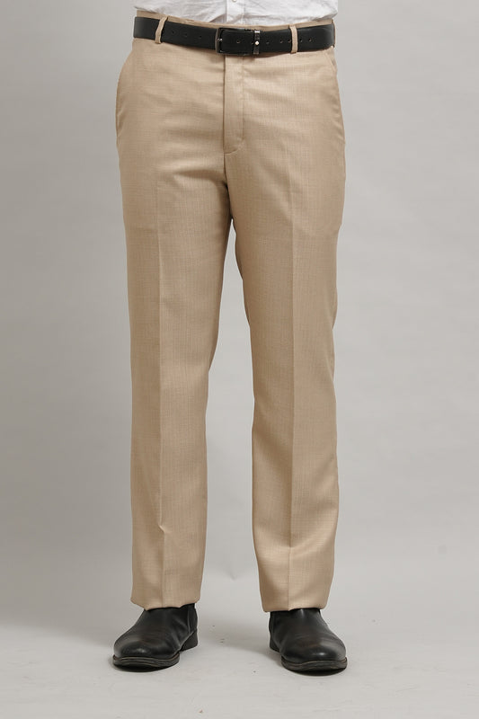 Bluebird Men's Jute Beige Textured Trouser
