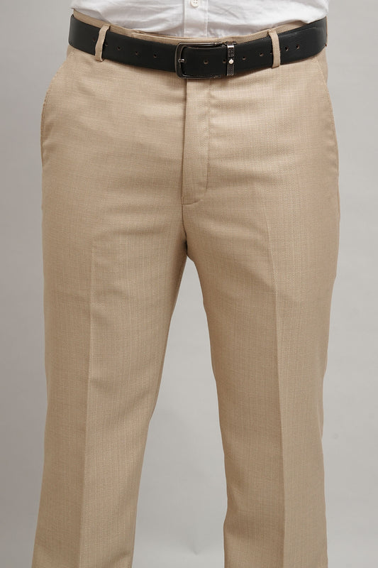 Bluebird Men's Jute Beige Textured Trouser