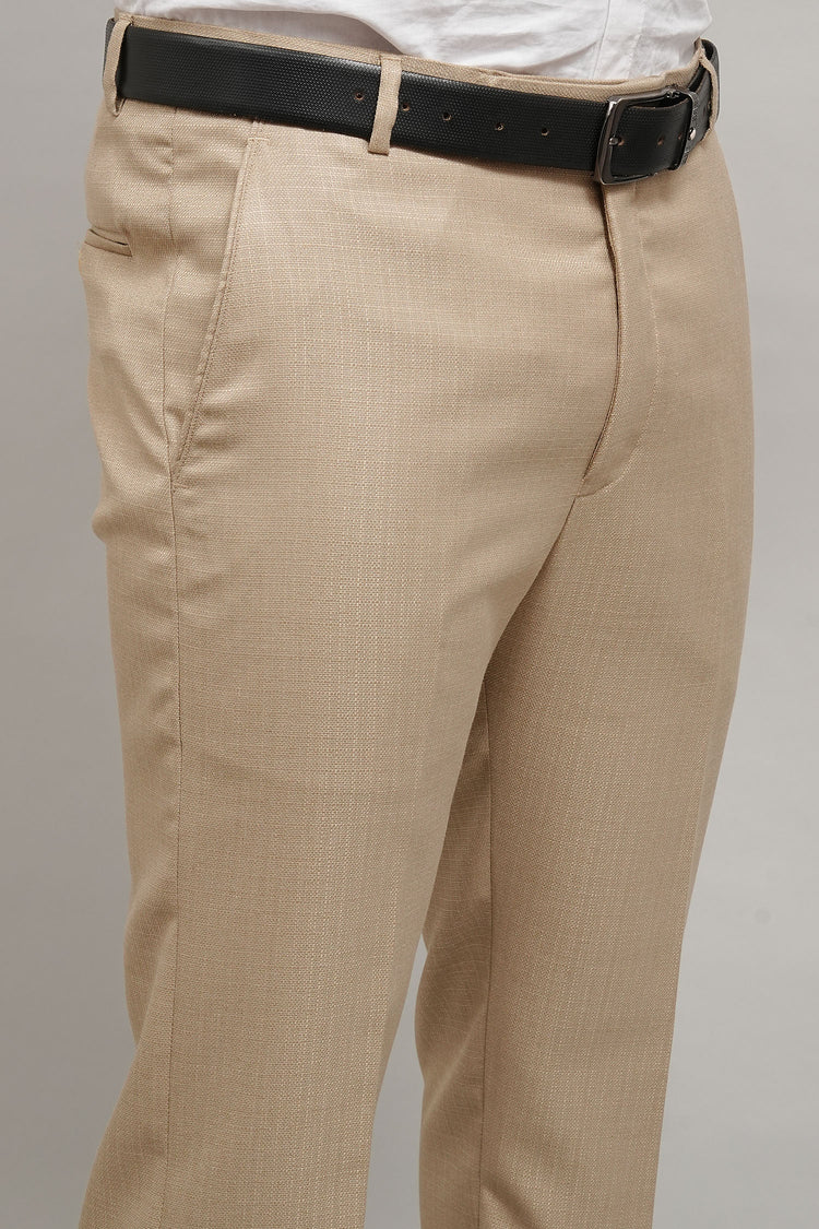 Bluebird Men's Jute Beige Textured Trouser